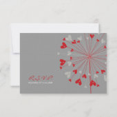 Red Dandelions Love Summer Wedding Carte RSVP (Dos)