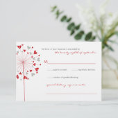 Red Dandelions Love Summer Wedding Carte RSVP (Debout devant)