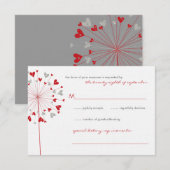 Red Dandelions Love Summer Wedding Carte RSVP (Devant / Derrière)