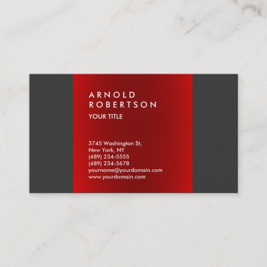 Red Dark Grey Carte de visite professionnel tendan (Devant)