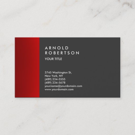 Red Dark Grey Carte de visite professionnel tendan (Devant)