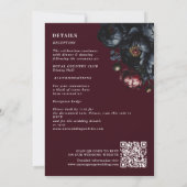Red Dark Moody Peony Gothic Wedding QR-code Kaart (Achterkant)