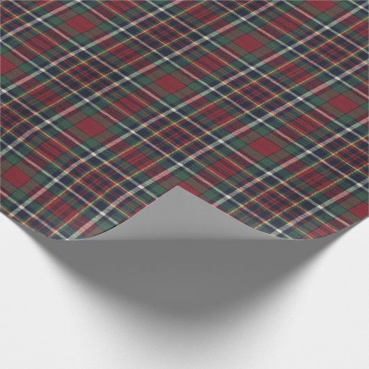 Red Dark Navy Blue Green Plaid Pattern Holiday Cadeaupapier (Hoek)