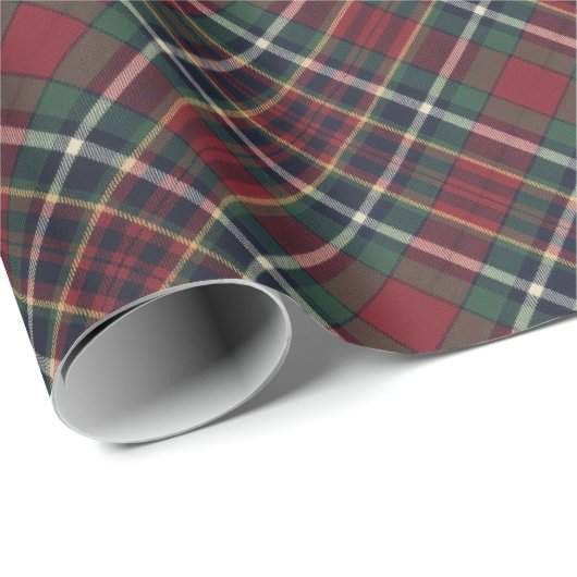Red Dark Navy Blue Green Plaid Pattern Holiday Cadeaupapier (Rol Hoek)