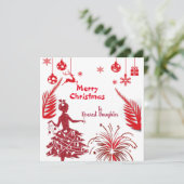 Red  Daughter Merry kerstOrnamenten Art (Staand voorkant)