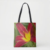 Red Daylily Bloom Floral Tote Bag (Voorkant)