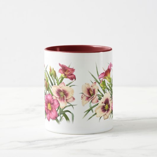 Red Daylily Bouquet Mok (Midden)