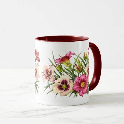 Red Daylily Bouquet Mok (Voorkant rechts)