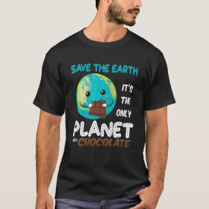 Red de aarde de enige planeet met chocolade Funny T-shirt