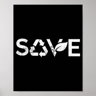 Red de aarde recycle symbool milieuvriendelijke aa poster