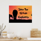 Red de Afrikaanse Olifanten Poster (Keuken)