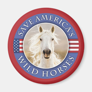 Red de Amerikaanse Wilde Horses Round Magnet Magneet
