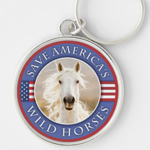 Red de Amerikaanse Wilde Horses Round Sleutelhange Sleutelhanger