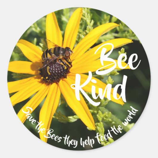 Red de bijen "Bee Kind" Ronde Sticker (Voorkant)