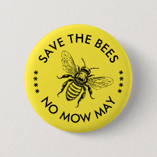 Red de bijen geen maaie mei bestuivers bescherming ronde button 5,7 cm
