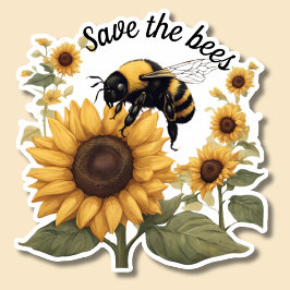 Red de bijen hommel & zonnebloemen waterdicht sticker