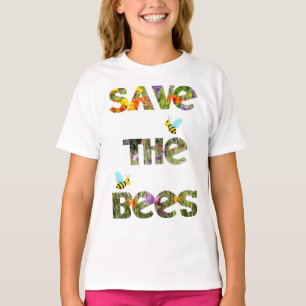 Red de Bijen Kleurrijke Bloemenweide Natuur T-shirt