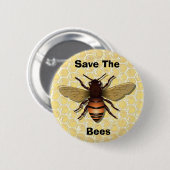 Red de bijen, menselijke Button (Voorkant /achterkant)