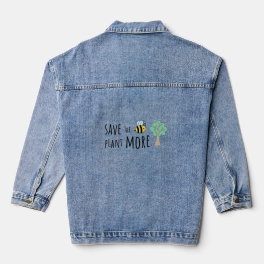 Red de bijen, Plant meer bomen! Denim Jacket (Achterkant)