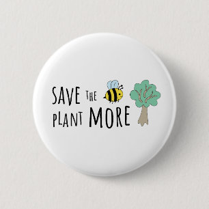 Red de bijen, Plant meer bomen! Ronde Button 5,7 Cm