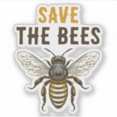 Red de bijen sticker met honingbij (Voorkant)