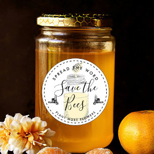 Red de bijen voeg je eigen citaat toe ronde sticker