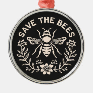 Red de bijenteelt biodiversiteit zwart metalen ornament