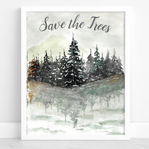 Red de bomen Aquarel Grove Eco Poster