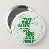 Red de Buttonnen op aarde Ronde Button 4,0 Cm (Voorkant /achterkant)