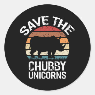 Red de Chubby Unicorns Funny Retro Gift Ronde Sticker