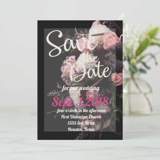 Red de datum Moody Bloemen, Bourgondië Wit Bloemen Kaart (Staand voorkant)