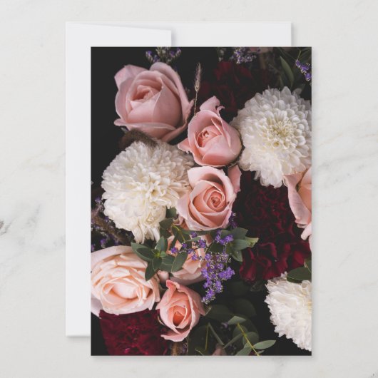 Red de datum Moody Bloemen, Bourgondië Wit Bloemen Kaart (Achterkant)