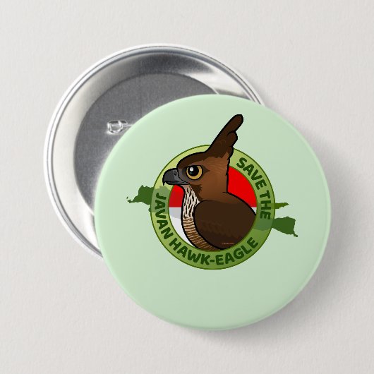 Red de Javan Hawk-Eagle Ronde Button 7,6 Cm (Voorkant /achterkant)