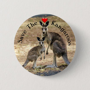 Red de kangoeroes knop ronde button 5,7 cm