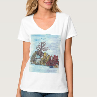 Red de koraalriffen handgeschilderd t-shirt