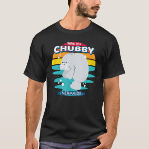 Red de mollige zeemeermin Retro Manatee T-shirt