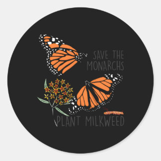 Red de monarchen Plant sommige zijdebloem vlinder Ronde Sticker