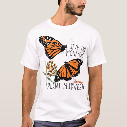 Red de monarchen Plant sommige zijdebloem vlinder T-shirt (Voorkant)