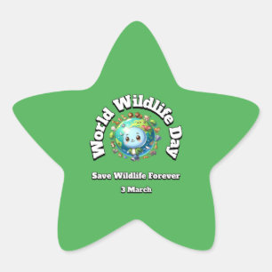 Red de natuur. Wereld Natuur Dag Ster Sticker