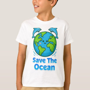 Red de oceaan, red de aarde en de dolfijnen t-shirt