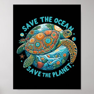Red de oceaan Red de Schattigee Zee schildpad Poster