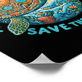 Red de oceaan Red de Schattigee Zee schildpad Poster (Hoek)