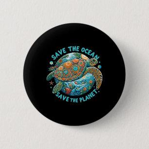 Red de oceaan Red de Schattigee Zee schildpad Ronde Button 5,7 Cm