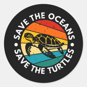 Red de oceanen Red de schildpadden Ronde Sticker