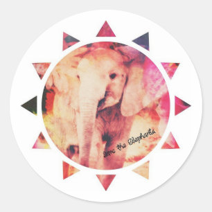 Red de olifanten, Baby olifant Sunshine Ronde Sticker