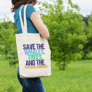 Red de Oxford Comma Funny Tote Bag
