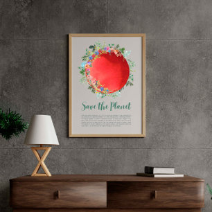 Red de planeet Aarde Dag Bescherm onze planeet Poster