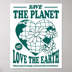 Red de planeet en hou van de aarde milieubescherme poster