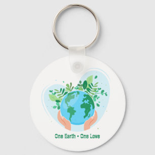 Red de planeet. One Earth One Love Sleutelhanger
