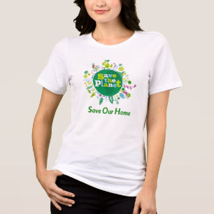 "Red de planeet: red ons huis"-boodschap inspireer Tri-Blend Shirt